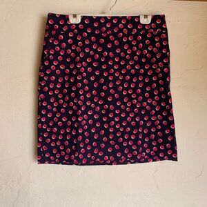 TALBOTS Polka Dot Skirt Navy Pink Circles Straight Size 14